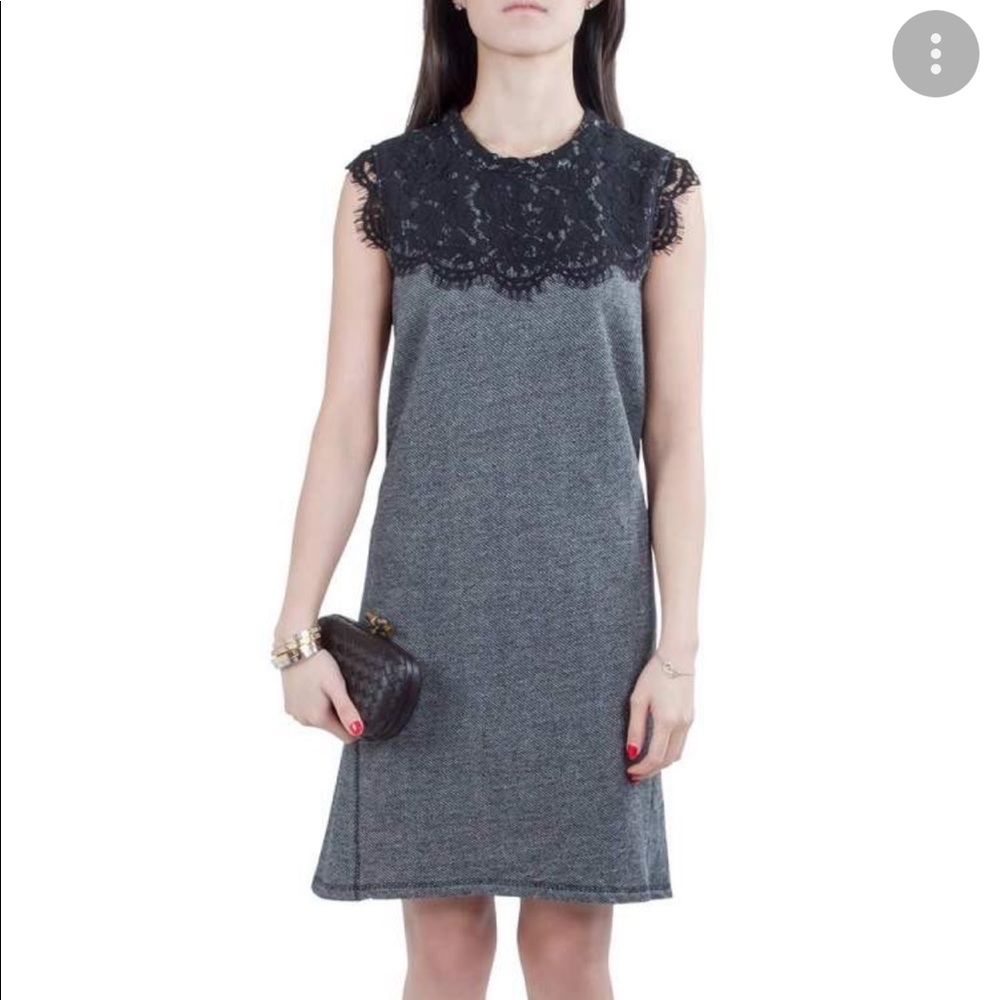Sea New York lace combo dress. Black lace, black and white fabric. Size S